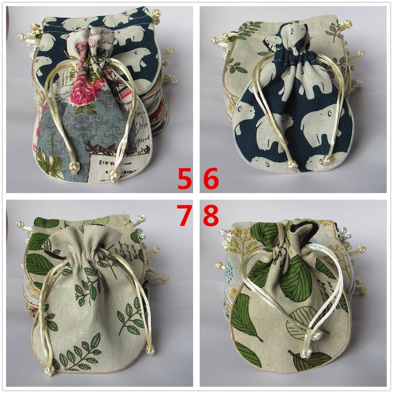 Bulk 5 4.5x5 Cotton /& Linen Print Rosary Bag Pouch Pocket Money Coin Bag Drawstring Grab Amulet Bag Traditional Packaging for Jewelry Gift
