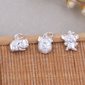 Tiny Wealth Pig Charm Pendant Sterling Silver S925 Piggy Drop  Jewelry Finding