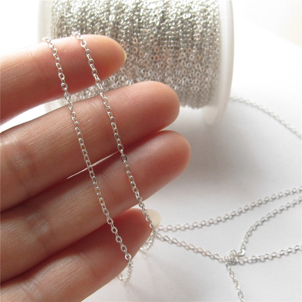 Silver Oval Thin Link Chain main image 1