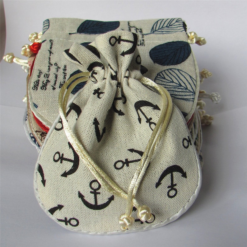 Bulk 5 4.5x5 Cotton /& Linen Print Rosary Bag Pouch Pocket Money Coin Bag Drawstring Grab Amulet Bag Traditional Packaging for Jewelry Gift