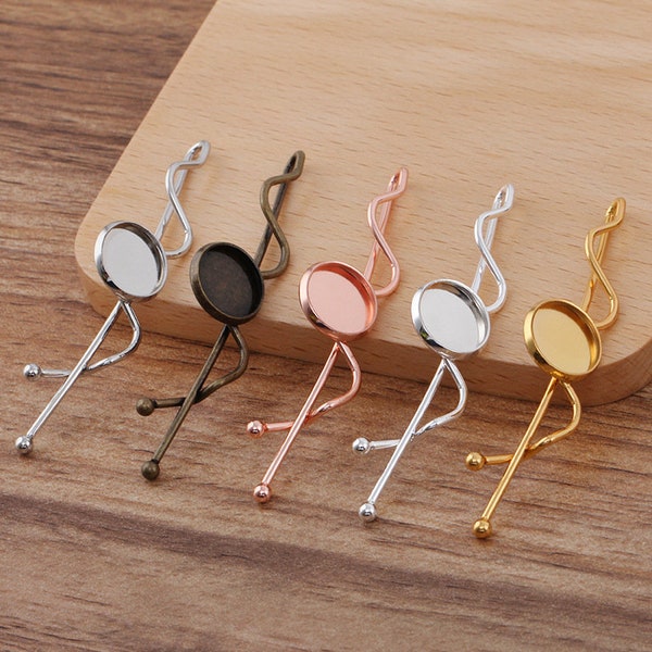 Bulk 30 Plain Edge Bezel Cup Wire Wrapped Hairpin Hair Pin 12mm Round Cabochon Setting Blank 18KGP Cab Base Jewelry Finding 68mm