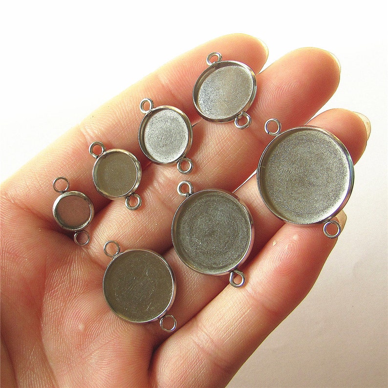 Bulk 50 Cabochon Setting Round Cabochons Blank Stainless Steel Etsy