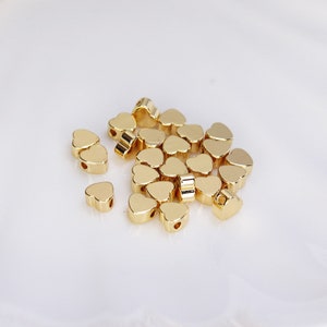 50 Tiny Glossy Flat Heart Bead 14K GF Copper Charm Bead Spacer  Jewelry Finding 5x5mm