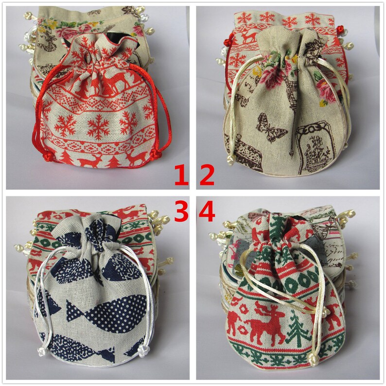 Bulk 5 4.5x5 Cotton /& Linen Print Rosary Bag Pouch Pocket Money Coin Bag Drawstring Grab Amulet Bag Traditional Packaging for Jewelry Gift