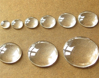 Bulk 50 Circle Clear Glass Cabochon Round Dome Flat Back Magnify