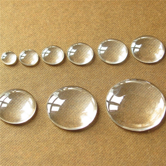 Round Clear Glass Cabochons, Flat back dome inserts for jewelry making