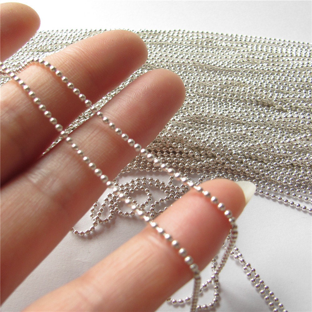 Bead Chain Silver Plated Beaded Ball Chain Jewelry Finding Etsy UK