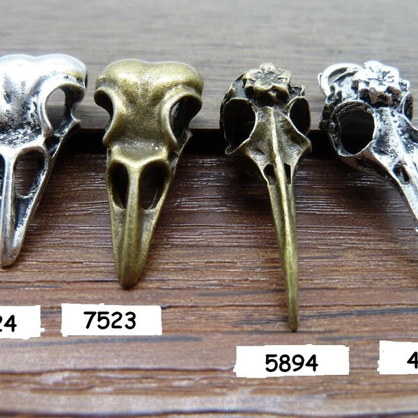 Bulk 40 Skull of Bird Charm Pendant Collection Antique Silver Bronze Drop  Jewelry Finding