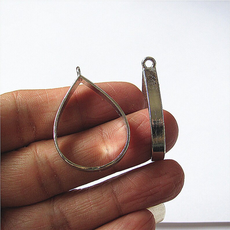 Teardrop Frame Charm Pendant Golden Silver Antique Brass Resin Mould Handmade Jewelry Finding 23x32mm 5 pcs