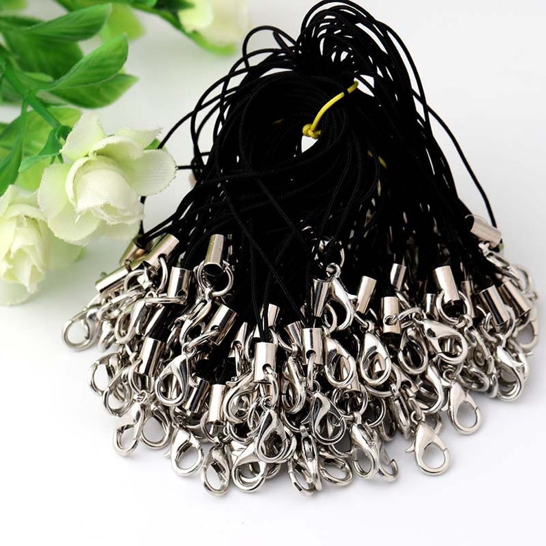 Bulk 100 Black String Key Chain With Silver Clasp Toggle Hook Etsy