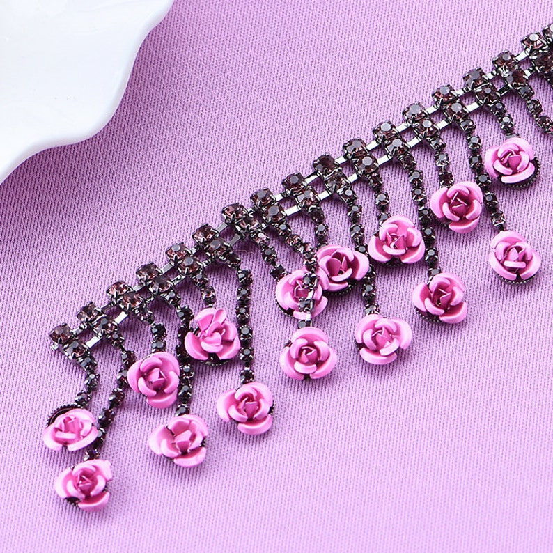 Roses /& Glitter Rhinestone Claw Chain Silver Trim Metal Cup Close Chain Handmade Jewelry High Quality Wedding Veil Finding 20mm