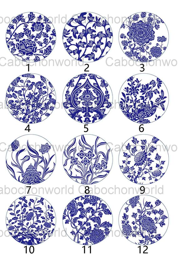 Beautiful Blue White Porcelain Pattern Cabochon Collection | Etsy