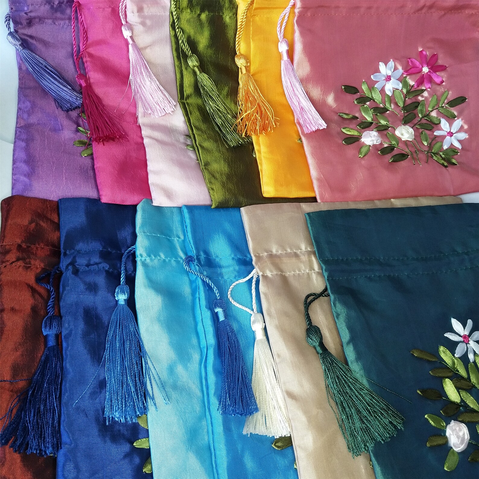 Bulk 50 7x8.5 Hand Embroidery Silk Rosary Bag Pouch Etsy