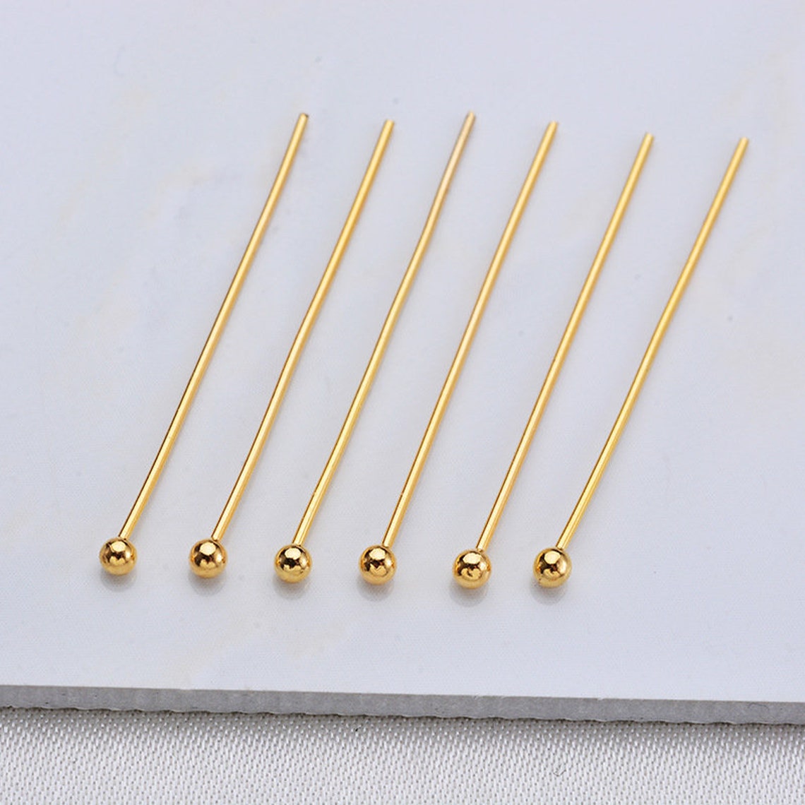 1000 14k Gold Ball Pin Round Head Pin Gauge 22 Delicate Etsy