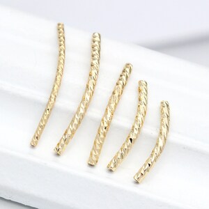 10 Tiny Thin Frosted Curved Pipe Charm Small Hole Spacer Bead Dainty 14K GF Delicate Jewelry finding 20mm 25mm 30mm 35mm