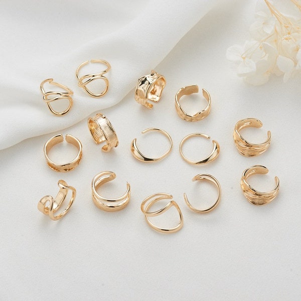 2 Various Style Open Circle Ring Dainty 14K GF Copper Statement Ring Component Jewelry Finding