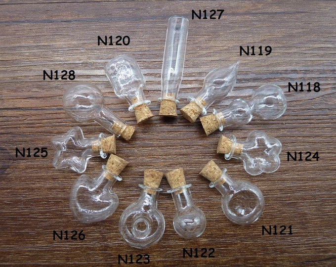 Lot of 10 Tiny Glass Balls Wishing Bottles Mini Vials Small Etsy