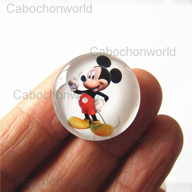 Mickey Mouse Cabochon Circle Handmade Photo Glass Round Dome Flat Back 8mm 10mm 12mm 14mm 16mm 18mm 20mm 25mm 30mm CW764