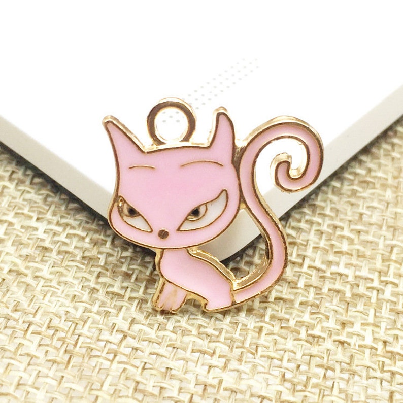 10 Enamel Epoxy Cat Embellishment Charm Pendant Hair Flower Center Button Component Headband Jewelry Phone Case Supply 21x21mm