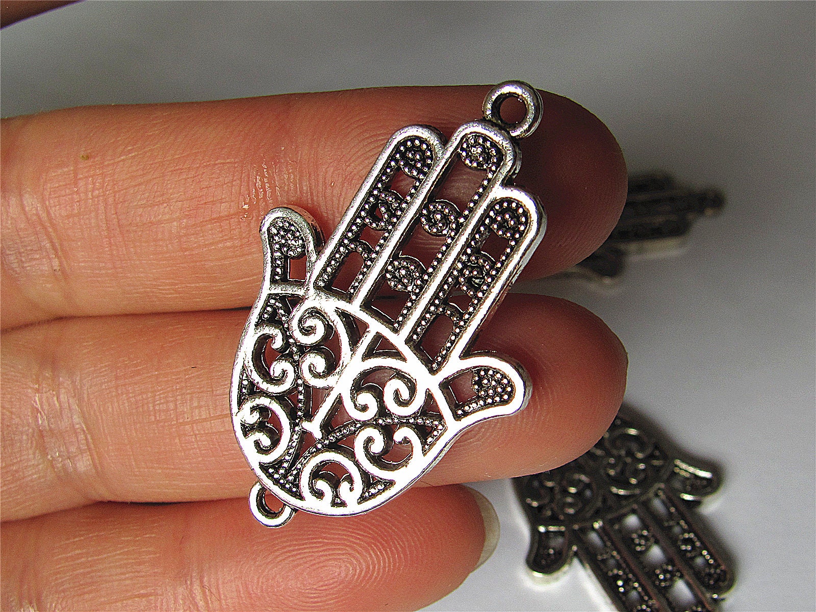 Bulk 40 Hamsa Charm Link Antique Silver Hand of Fatima Jewelry - Etsy