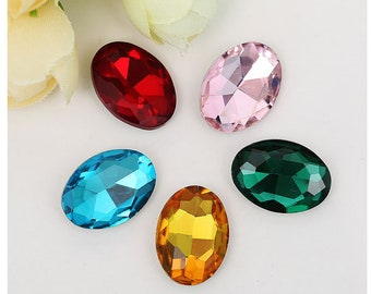 40Pcs Mixed Faceted Oval Acrylic Rhinestone Point Back Random 8x10mm 40Pcs Mixed Faceted Oval Acrylic Rhinestone Point Back Random 8x10mm