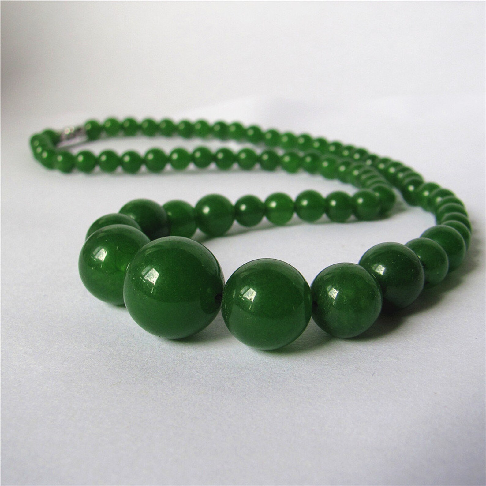 18 Natural Green Jade Necklace 614mm Round Malay Jade Etsy