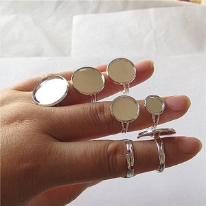 Cabochon Ring Setting Round Cabochons Blank Silver Open Circle Ring Cab Base  Jewelry Finding 10mm 12mm 14mm 16mm 18mm 20mm