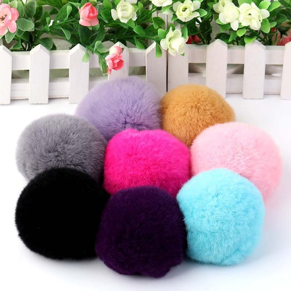 Bulk 16 3 Big Fluffy Fur Ball Charms Keychain Bag Pom Pom Key Chain Handbag  Charms Multicolor for Customize Puff Ball Keychains 