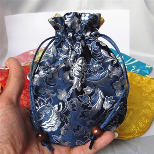 Bulk 5 4x6" Colorful High Quality Silk Rosary Bag Pouch Lint Lining Coin Wallet Drawstring Grab Amulet Traditional Jewelry Gift Packaging