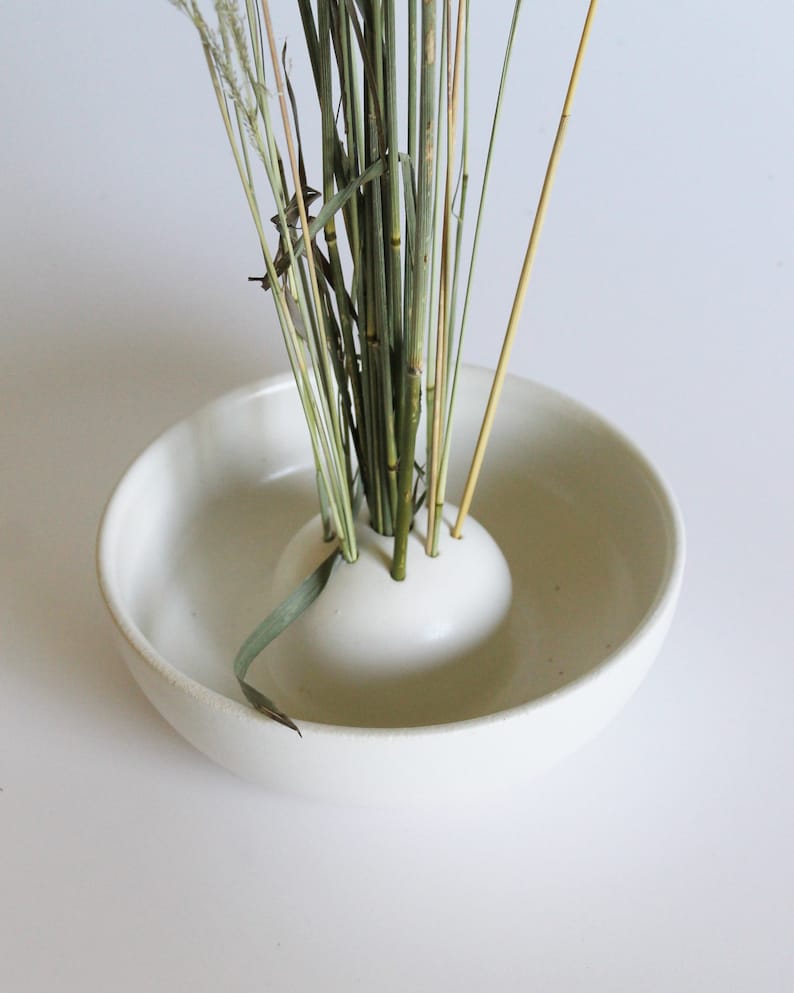 Ikebana bol  vase  en c ramique vase  vase  blanc vase  peu Etsy