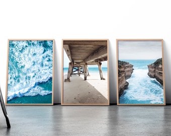 Coastal Photography Set of 3 Prints,  Australian Coastal Decor, Ocean Set of Prints, Ocean Wall Art