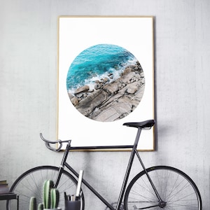 Rocky Coast Circle Print | Ocean Poster | Geometric Print | Wall Art Print | Australian Coastal Print