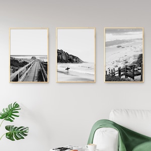 Set of 3 Prints Coastal Prints | Ocean Set of Prints | Black and White Wall Art |  Australian Coastal Prints | Black and White Photography