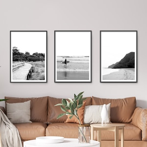 Set of 3 Prints Coastal Style, Ocean Set of Prints, Black and White Wall Art, Australian Coastal Prints, Black and White Photography,