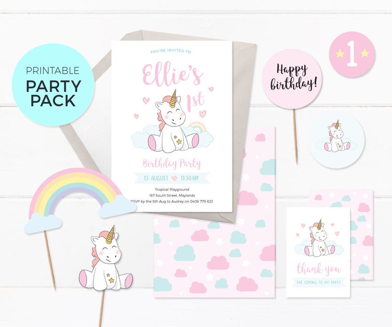 Unicorn favours sign A4, Unicorn birthday sign First birthday sign Printable favours sign, Unicorn party favours sign, 1st birthday sign pdf image 3