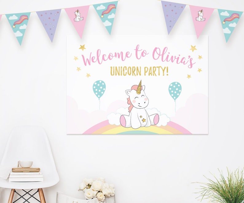 Unicorn paper garland, Flag bunting, PRINTABLE Unicorn flag bunting, Unicorn bunting, Unicorn decorations, Unicorn banner, party decorations image 9