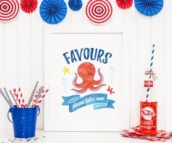 Nautical Party Favours Sign, Octopus Party Sign, PRINTABLE Nautical Party  Decorations, Nautical Decorations, Under the Sea Party Decorations -   Canada