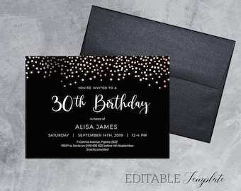 Black and white birthday invitation - Etsy AU