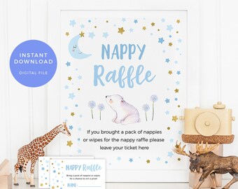 Nappy Raffle Sign INSTANT download, Twinkle twinkle little Star Nappy Game, Baby Shower Game, Nappy Raffle Tickets Raffle Card PRINTABLE