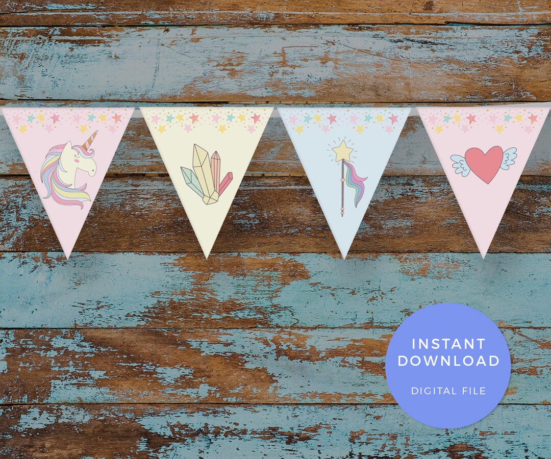 Unicorn Bunting PRINTABLE, Unicorn Flag Bunting, Unicorn Garland ...