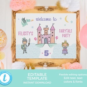 Princess Time Capsule, EDITABLE TEMPLATE Fairytale Time Capsule, Printable Princess Time Capsule Sign 1st birthday, Time capsule cards image 5