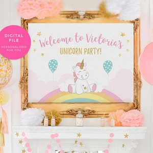 Unicorn invitations EDITABLE, 1st birthday invite INSTANT download, Unicorn birthday invitations, first birthday Unicorn party decorations image 6