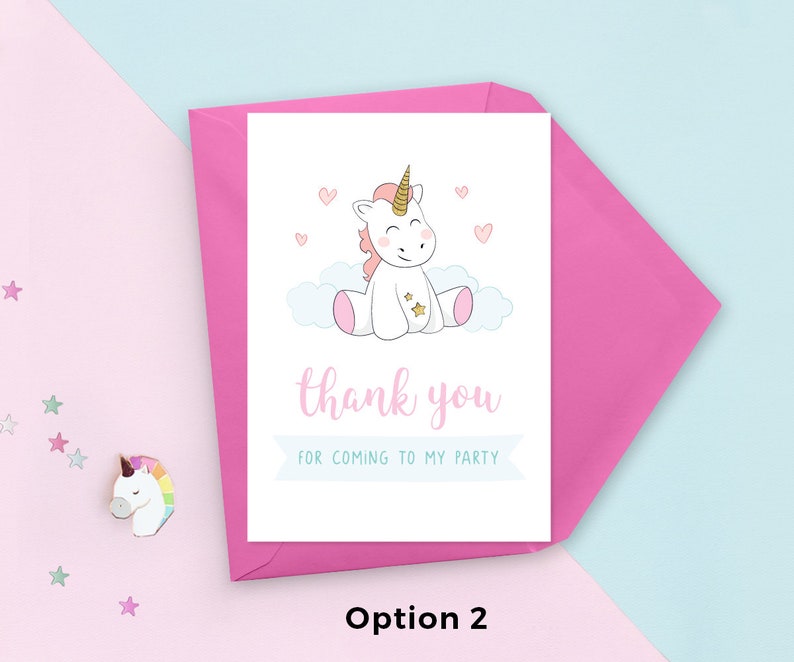 cute unicorn thank you card printable unicorn cards baby etsy