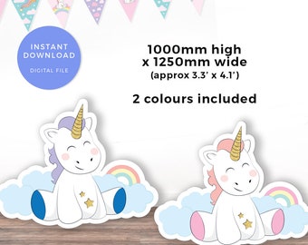 Large unicorn cutout, PRINTABLE Unicorn cardboard cut out, Unicorn standee party props Unicorn Party decorations, kids birthday party decor