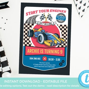 Racing Invitations Editable Template PRINTABLE Construction - Etsy