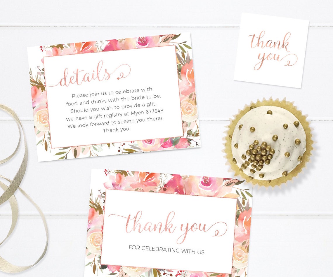Printable Recipe Card Floral Kitchen Tea Recipe Card Instant Etsy