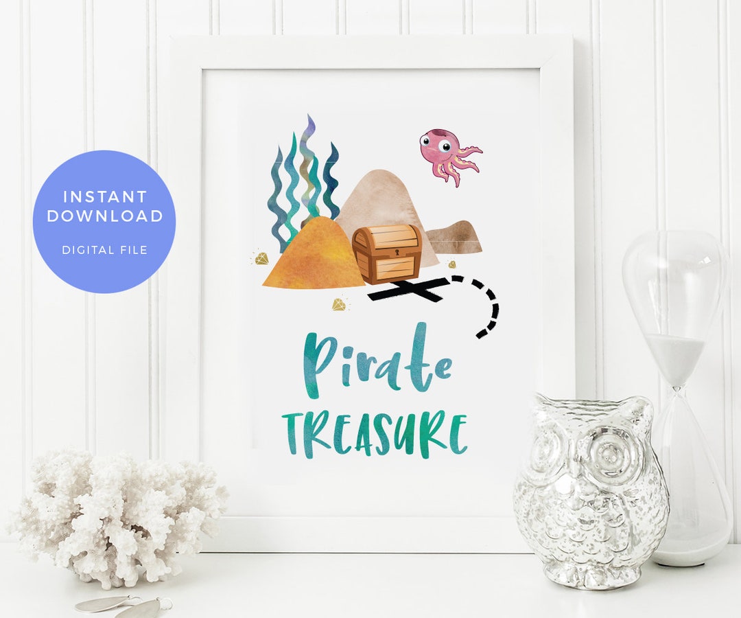 Pirate Sign, PRINTABLE Pirate Treasure Sign INSTANT Download, Pirate ...