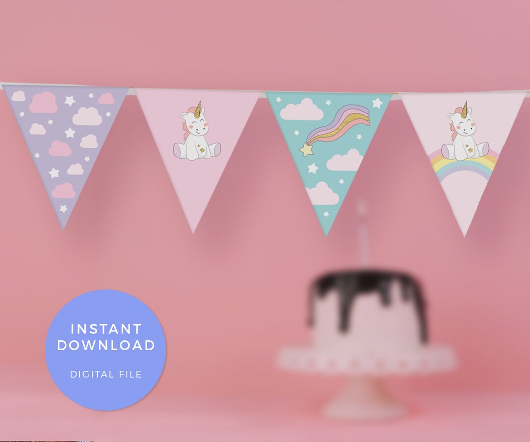 Unicorn Paper Garland Flag Bunting PRINTABLE Unicorn Flag - Etsy