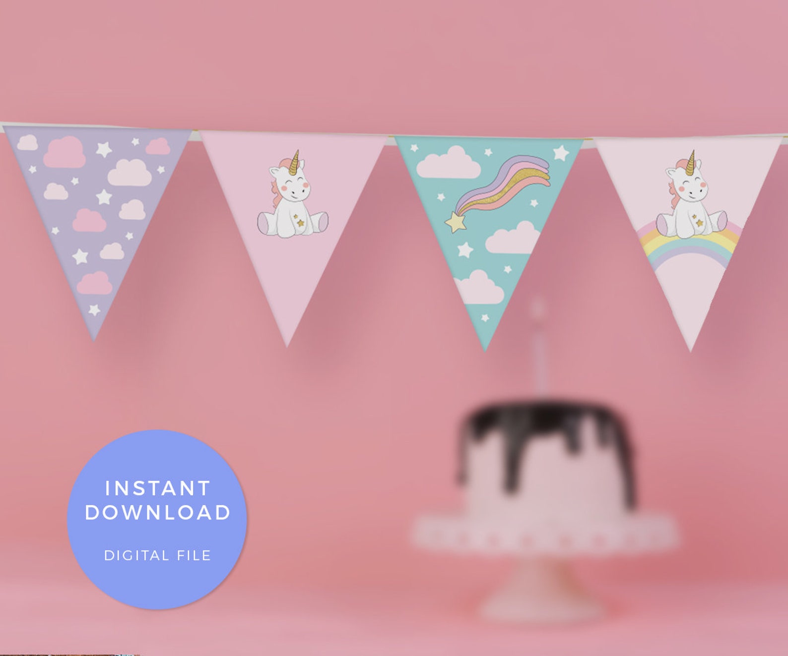 Unicorn Paper Garland Flag Bunting PRINTABLE Unicorn Flag | Etsy