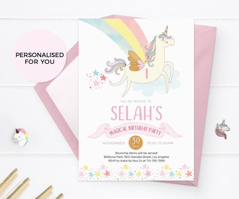 unicorn birthday thank you cards printable unicorn cards etsy